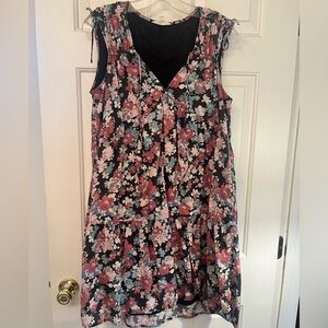 Floral Sleeveless Dress - Black and Pink